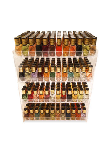 384-piece perfume/body oil display
